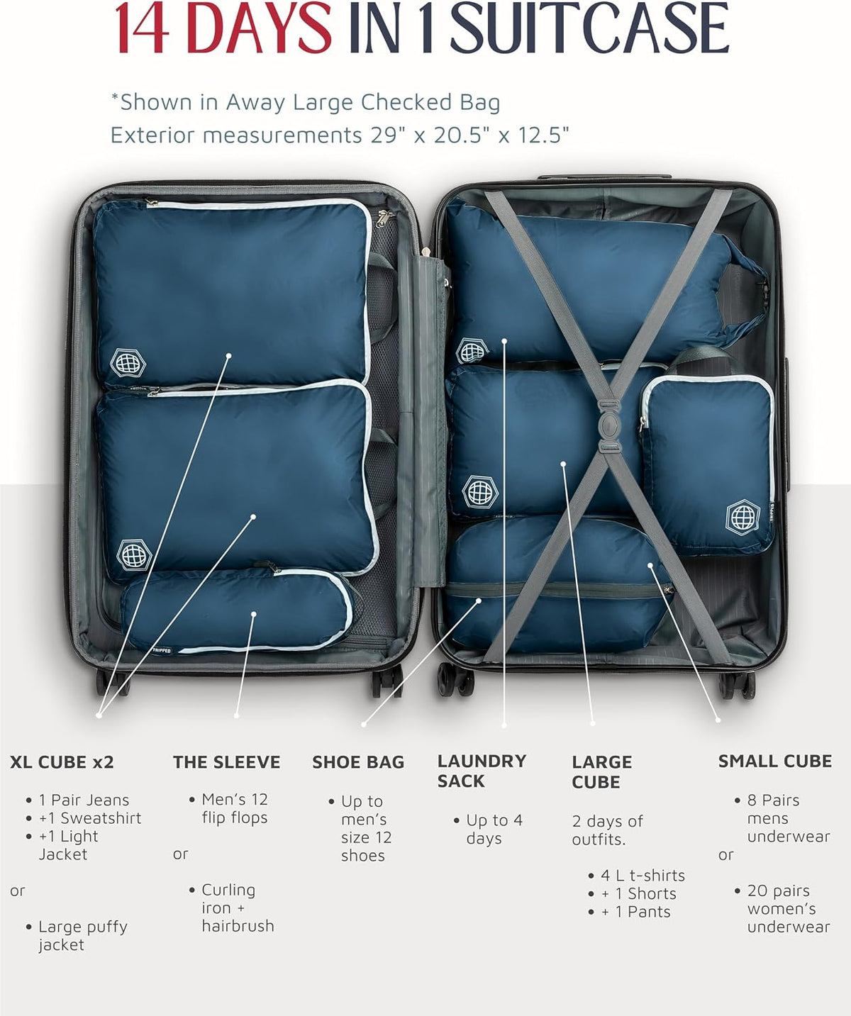 Large Compression Packing Cubes 7-Piece Set for Travel
