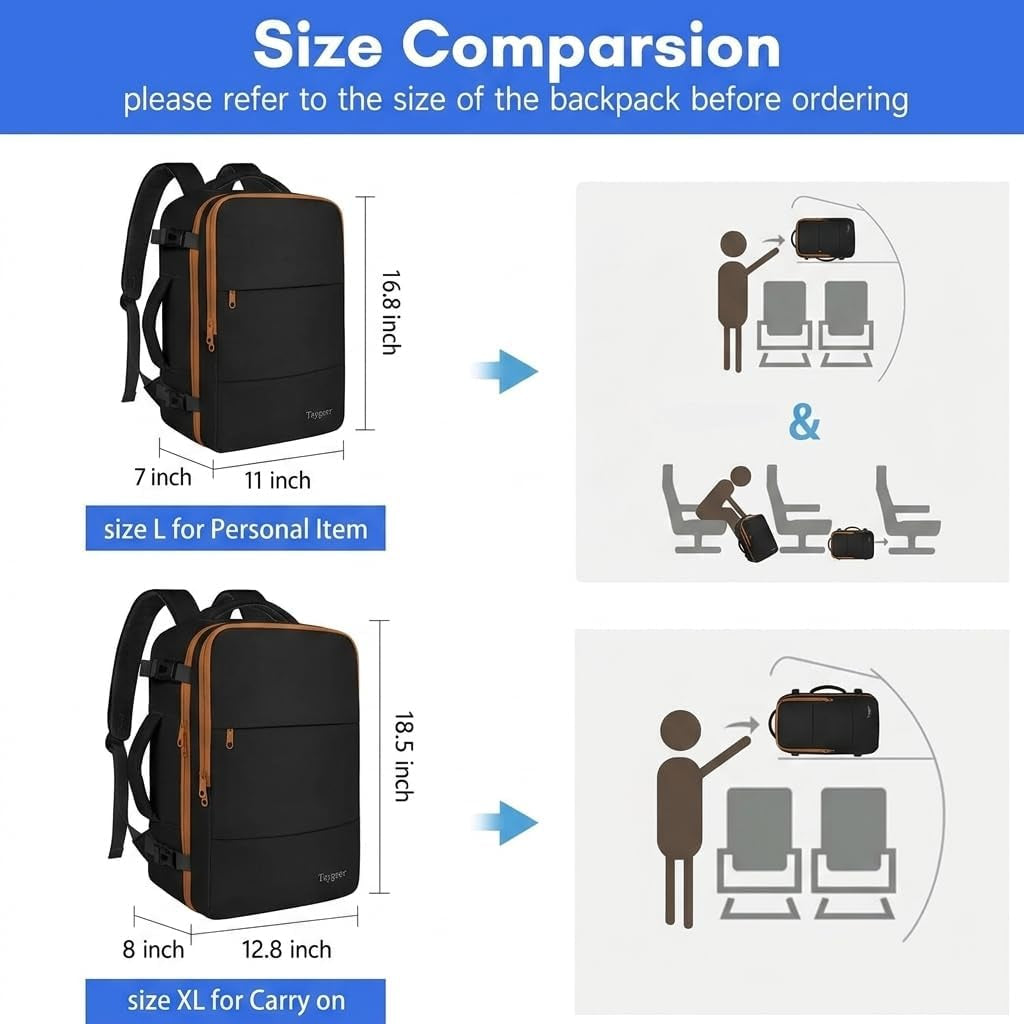 Carry on Backpack for Men Women, Laptop Bag 17.3" Flight Approved