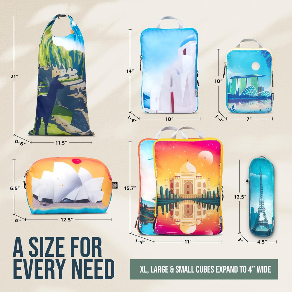 Large Compression Packing Cubes 7-Piece Set for Travel