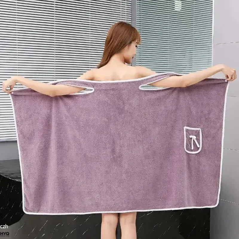 Womens Bath Towels Girls Wearable 90*130Cm Fast Drying Bathing Beach Spa Bathrobes Wash Clothing, Shower Bath and Gym Towel