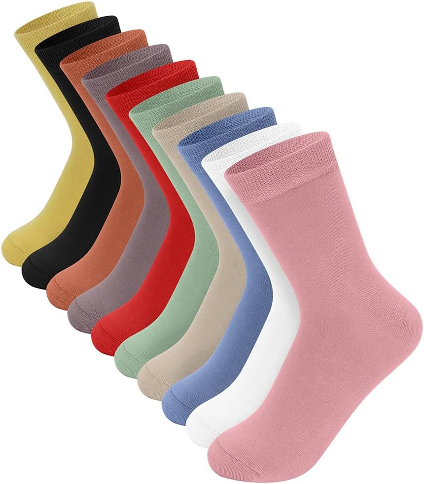 10 Pairs Womens Socks Cotton Crew Colorful Boot Socks for Women Ladies Girls