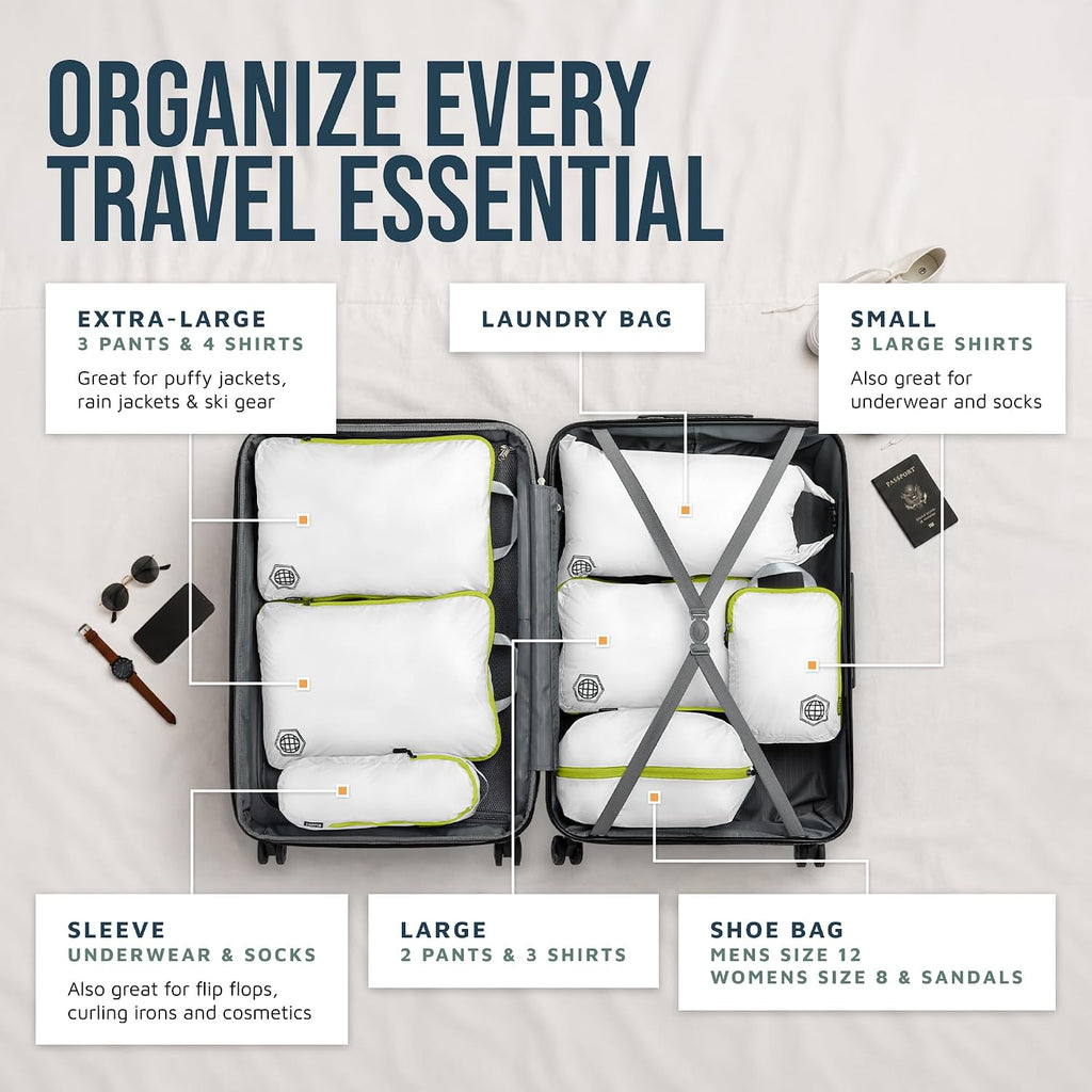 Large Compression Packing Cubes 7-Piece Set for Travel