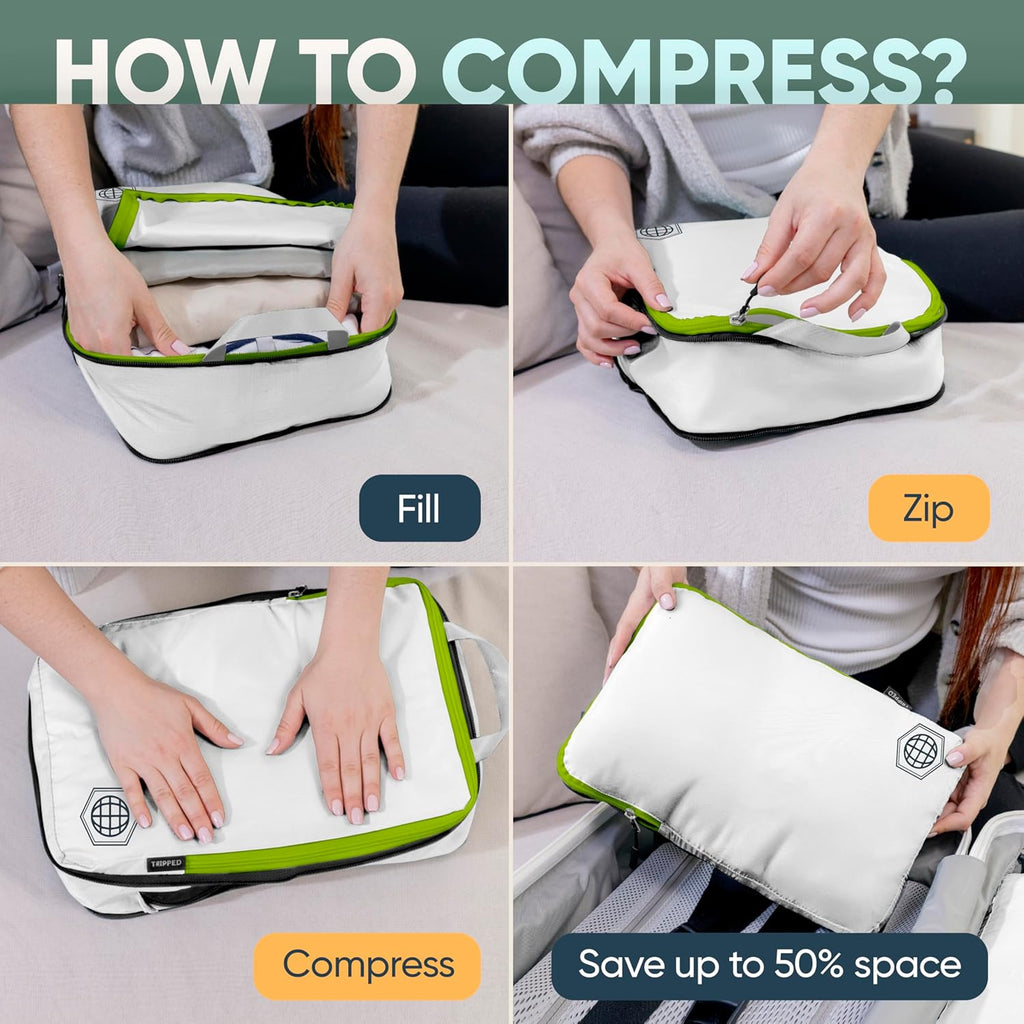 Large Compression Packing Cubes 7-Piece Set for Travel